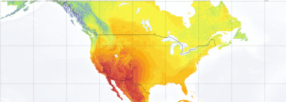 Solar output intensity across the US, southwest indicates the largest output