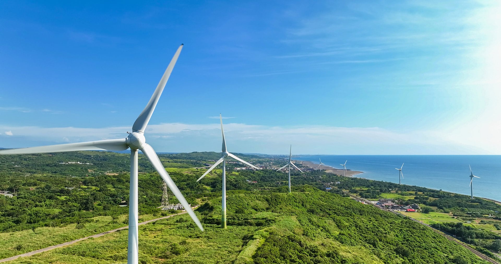 wind turbines near the shoreline